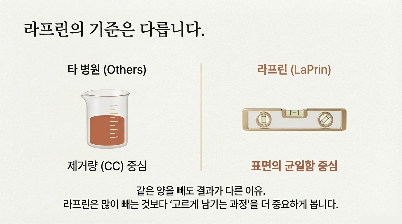 Стандарты LaPrin отличаются — другие клиники ориентируются на объем удаления, LaPrin на гладкость поверхности